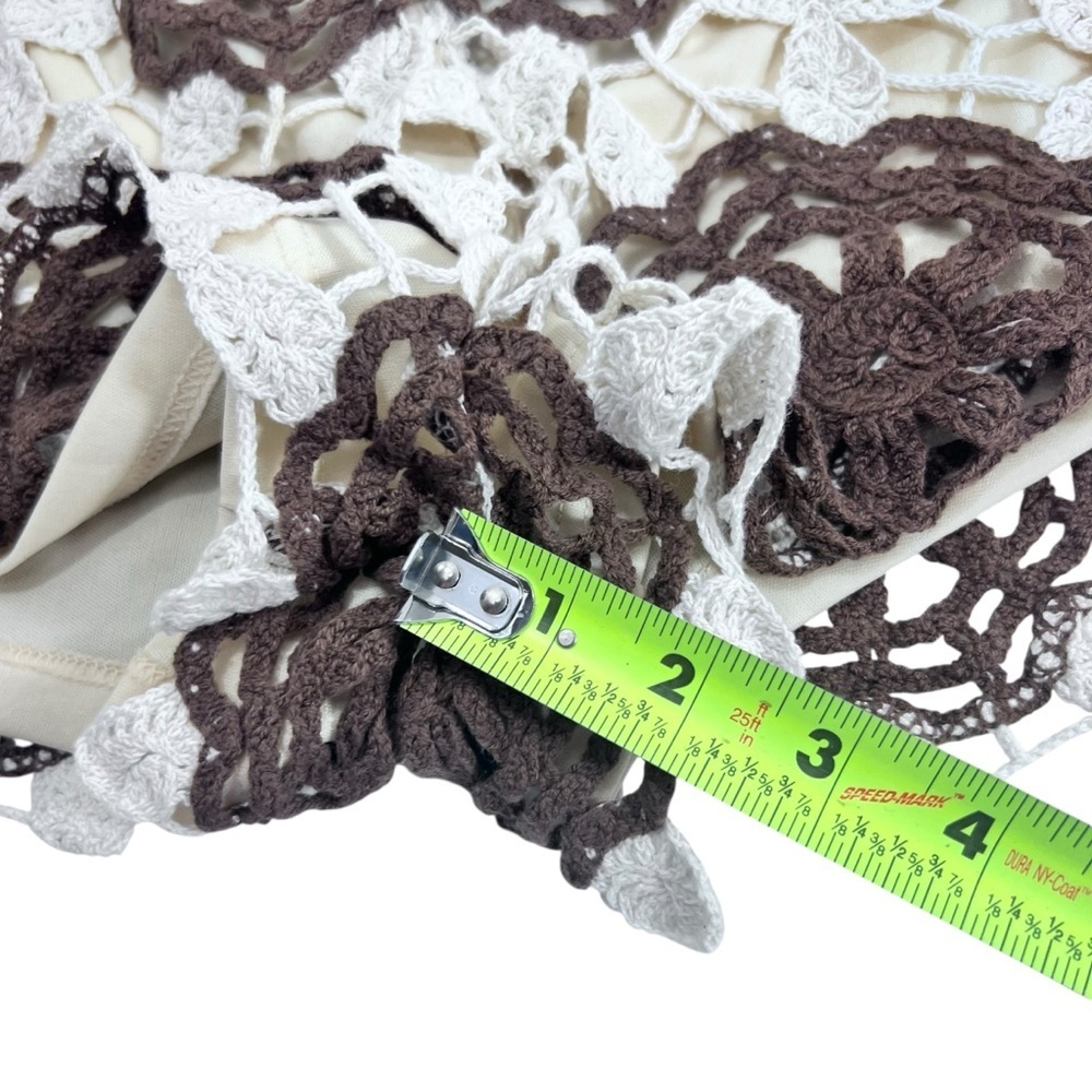 Rebellion Cream and Brown Crochet Cropped Tank and Shorts Set, Medium - Picture 12 of 16